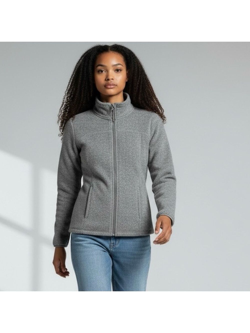 Old Navy Gray Fleece Zip Up Long Sleeve Jacket